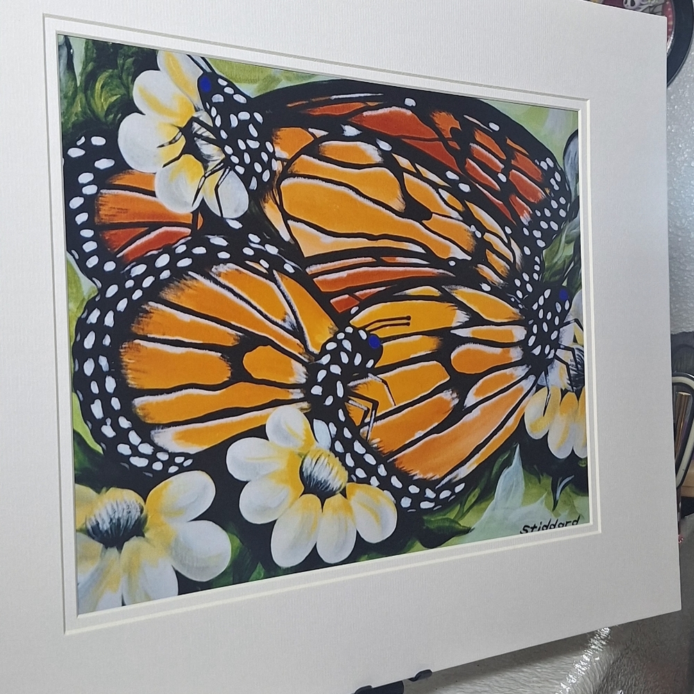 NWT - Monarch Butterflies by Jack E. Stiddard 5x7 on 8x10 Mat